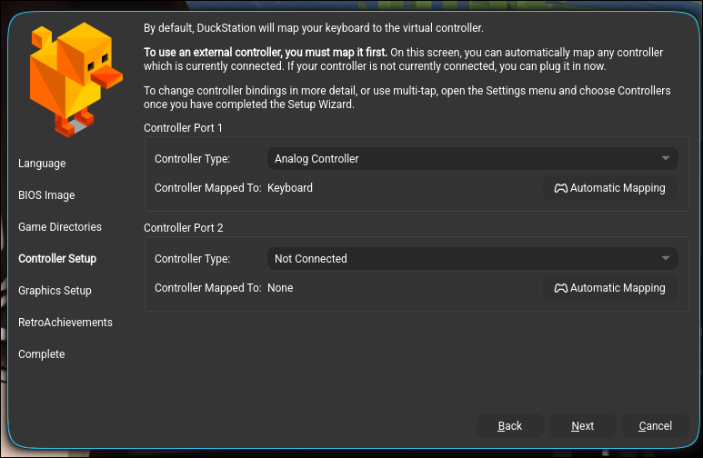 Controller setup