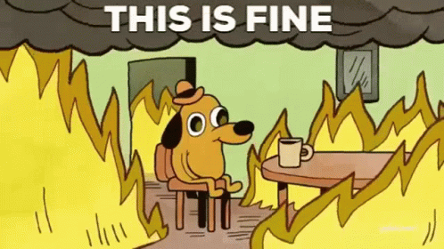 This is fine dog sitting in a burning room